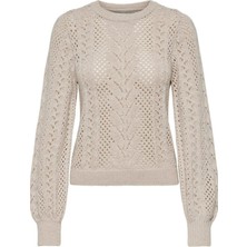 Only Onlmary Lıfe Ls Glıtter O-Neck Knt Krem 15328505