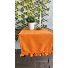 Vintage Kadife Dokulu Fırfırlı Turuncu Runner