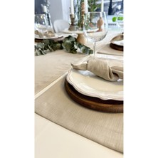 Keten Dokulu Dertsiz Bej Amerikan Servis ve Runner Set 6+1