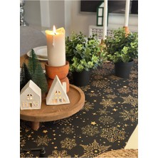 Decamor Home Yeni Yıl Temalı Siyah Runner Yılbaşı Masası Yılbaşı Runner