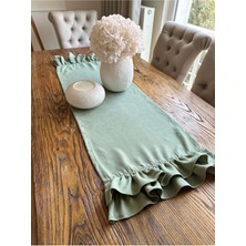 Çift Kat Fırfırlı Vıntage Yeşil Runner