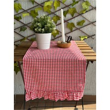 Decamor Home Kırmızı Mini Pötikateli Keten Runner