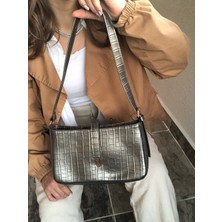 Volare Bags Baget Kadın Gri Tokalı Kroko