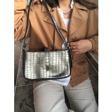 Volare Bags Baget Kadın Gri Tokalı Kroko