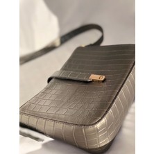 Volare Bags Baget Kadın Gri Tokalı Kroko
