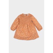 DeFacto Kız Bebek Çiçekli Uzun Kollu Düğmeli Twill Elbise D2543A524AU