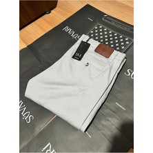 Süvari Slim Kalıp Armür Desenli Caesar Taş Rengi Ince Keten Pantolon