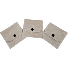 Özer Kutu Kadife (Süet) Zarf Kese Bej 50 Adet 7x7 cm Boy Takı, Altın Kesesi (Çıtçıtlı)