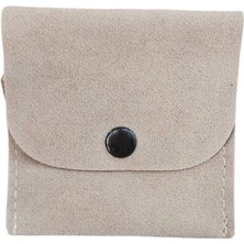 Özer Kutu Kadife (Süet) Zarf Kese Bej 25 Adet 7x7 cm Boy Takı, Altın Kesesi (Çıtçıtlı)