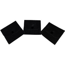 Özer Kutu Kadife (Süet) Zarf Kese Siyah 50 Adet 7x7 cm Boy Takı, Altın Kesesi (Çıtçıtlı)