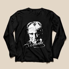 Sınıf Sepeti Atatürk Baskılı Tişört - Siyah - Uzun Kollu - TS855 - Beden: 13-14 Yaş (Xs Beden)