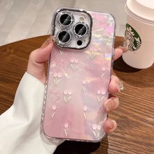 Zebana Apple iPhone 15 Pro Max Uyumlu Kılıf Zebana Tulip Flower Silikon Kılıf Pembe