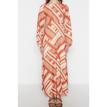 Yeni Regular Casual Günlük Şifon Dokuma Bisiklet Yaka Uzun Kol A-Line Maxi Boy Tesettür Elbise