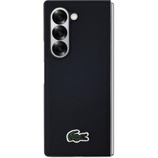 Lacoste Galaxy Z Fold 6 Uyumlu Kılıf Lacoste Lisanslı Pu Pike Desenli Ikonik Timsah Dokuma Logolu Siyah