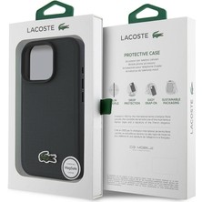 iPhone 16 Pro Max Kılıf Lacoste Lisanslı Pu Pike Desenli Ikonik Timsah Dokuma Logolu Koyu Yeşil