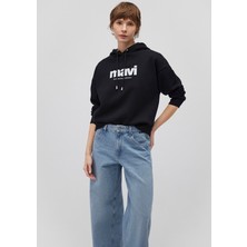 Mavi Mavi Logo Baskılı Kapüşonlu Siyah Sweatshirt 168334-900