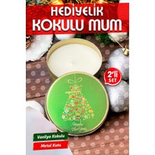 Tuğset Etiket Yılbaşı Hediyelik Metal Kutu Kokulu Mum 2'li set no:1 Christmas Gift CANDLE-T1104