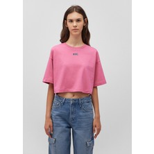 Mavi Mavi Logo Baskılı Pembe Crop Tişört 1611585-84670