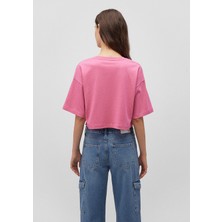 Mavi Mavi Logo Baskılı Pembe Crop Tişört 1611585-84670