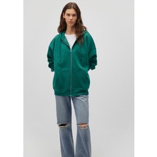 Mavi Kapüşonlu Fermuarlı Yeşil Sweatshirt 1610221-71874