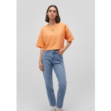Mavi Logo Baskılı Turuncu Crop Tişört 1611585-84617