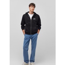 Mavi Mavi Logo Baskılı Kapüşonlu Fermuarlı Siyah Sweatshirt 0611715-900