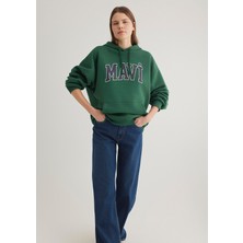 Mavi Mavi Logo Baskılı Kapüşonlu Yeşil Sweatshirt 1600361-71892