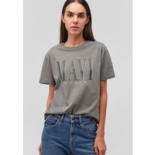 Mavi Mavi Logo Baskılı Gri Tişört 1611990-70122