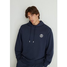 Mavi MVJNS Logo Baskılı Kapüşonlu Lacivert Sweatshirt 0611786-70490