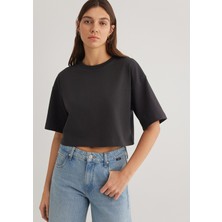 Mavi Antrasit Crop Basic Tişört 1612377-70087