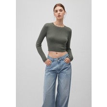 Mavi Bisiklet Yaka Haki Crop KAZAK1710474-70123