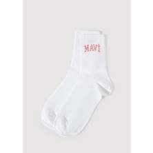 Mavi Mavi Logo Detaylı Ekru Soket Çorap 1912726-620