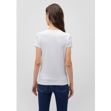 Mavi Stretch Beyaz Basic Tişört 162767-620