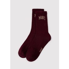 Mavi Mavi Logo Baskılı Bordo Soket Çorap 0911160-85347