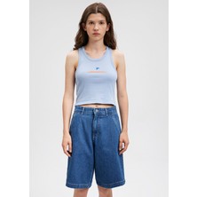 Mavi Indigo Turtles Baskılı Mavi Crop ATLET1612757-88105