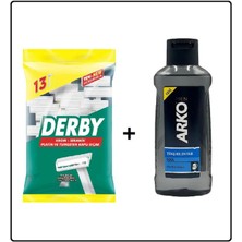 Arko Cool Tıraş Kolonyası 255 ml + Tek Tıraş Bıçağı Poşet 10 + 3 Hediye 2'li Set