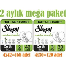 Sleepy Natural 2 Aylık Mega Fırsat Paketi Bebek Bezi 2 Numara Miniı  ve 3 Numara Midi Bebekbezi