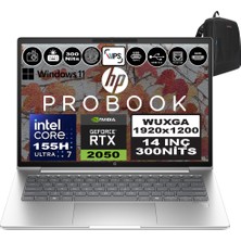 Hp Probook 440 G11 Intel Core Ultra 7 155H Ddr5 64GB 2tb SSD Geforce Rtx 2050-4GB 14" Wuxga IPS Windows 11 Pro Taşınabilir Bilgisayar 9Y7C4ETP23 + Zetta Çanta