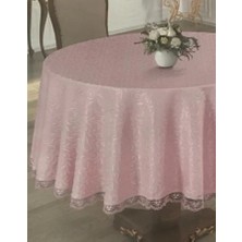 Kdk Kumaş 180 Yuvarlak Masa Örtüsü Fransız Dantelli