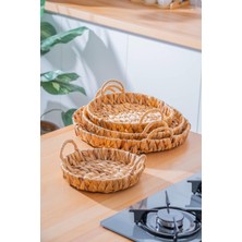 Acar Wicker 4 Parça Hasır Yuvarlak Sepet