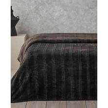 English Home Shiny Çizgili Super Soft Tek Kişilik Battaniye Antrasit