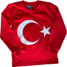 Limoon Çocuk Ay Yıldız Türk Bayraklı Uzun Kollu T-Shirt 23 NISAN29 EKIM19 Mayıs Gösteri Atatürk