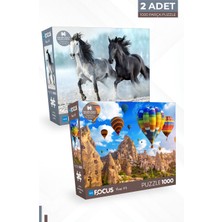 Blue Focus 2 Adet 1000 Parça Puzzle - Atlar ve Kapadokya