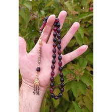 8,5*12 mm Beyzi Kesim Sıkma Ateş Kehribar Tesbih Faris Baydun Usta Orjinal Ateşi Kehribar Tespih