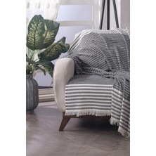 Lamassi Püsküllü Koltuk Kanepe Çekyat Örtüsü 180 x 210 cm Pamuklu
