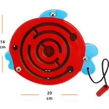 Toysilla Doğal Ahşap Hayvan Figürlü Mıknatıslı Labirentte Yol Bulma Oyuncağı