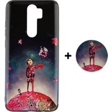 Nettech Xiaomi Redmi Note 8 Pro Uyumlu Desenli Popsocket Seri Arka Koruma Kılıf