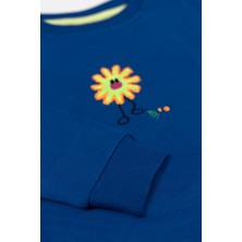 Beetlebeez Çocuk Bisiklet Yaka Nakışlı Sweatshirt - Lacivert