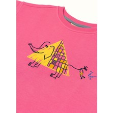 BEETLEBEEZ Kız Çocuk Bisiklet Yaka Baskılı Sweatshirt - Pembe