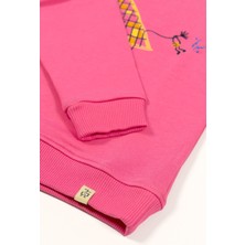 BEETLEBEEZ Kız Çocuk Bisiklet Yaka Baskılı Sweatshirt - Pembe